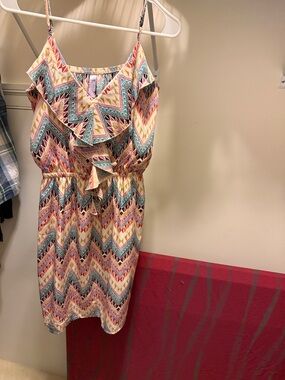 Alya Multicolor Chevron Ruffle Sundress